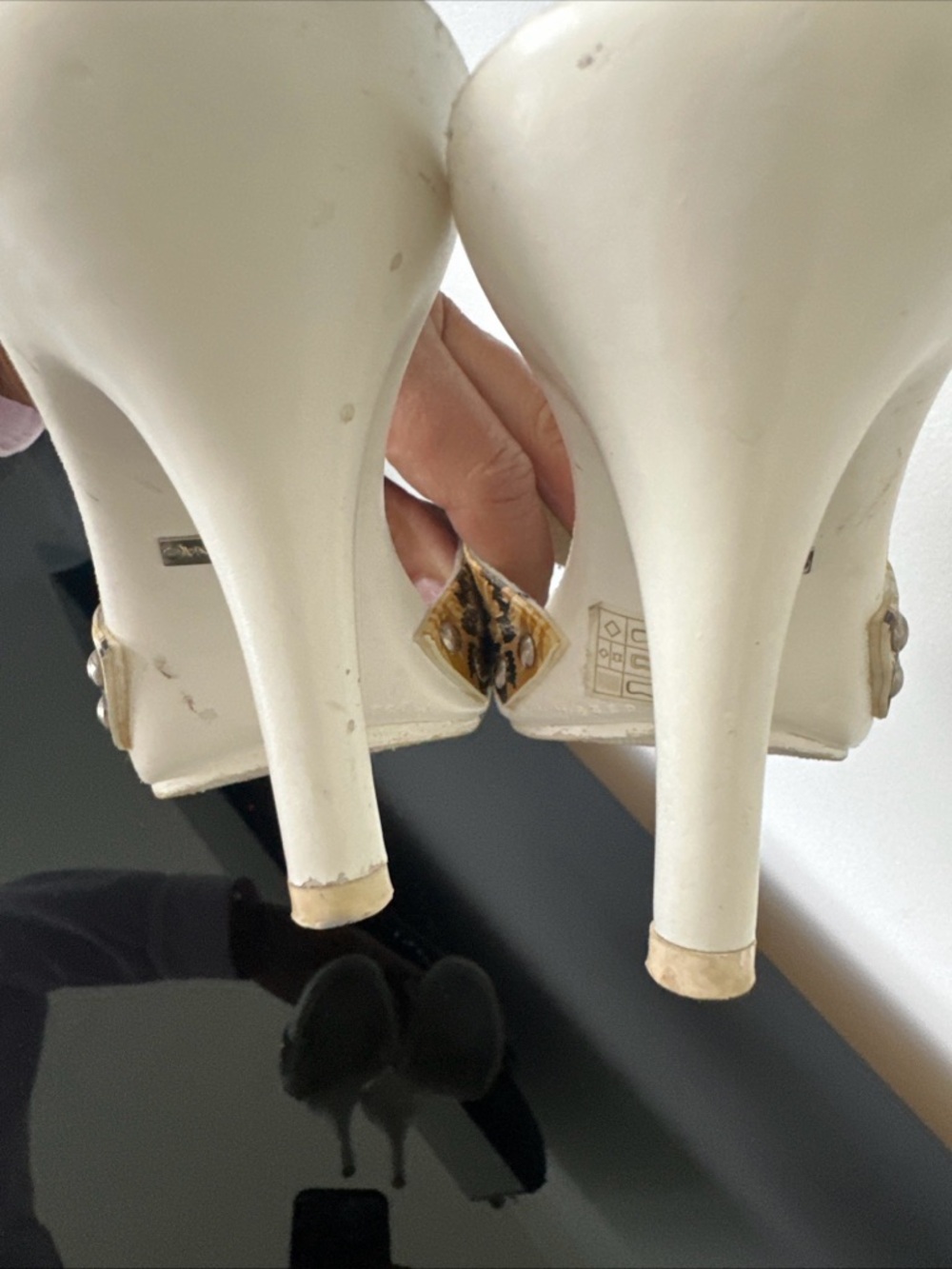 Dolce & Gabbana White and Brown Animal-Print Slide Mules - Picture 6 of 13